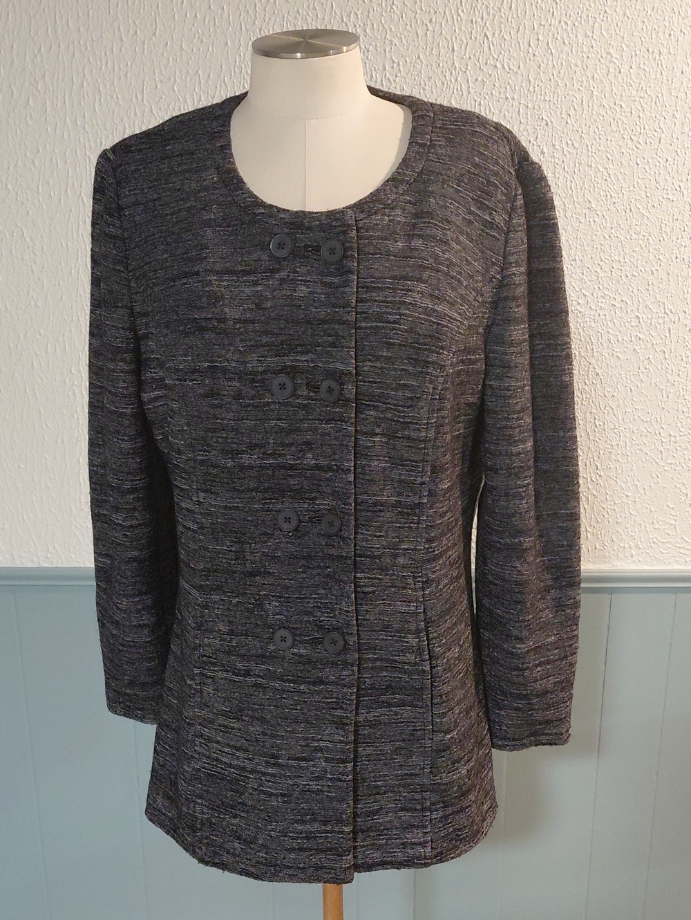 Coldwater Creek Charcoal Textured Button Jacket